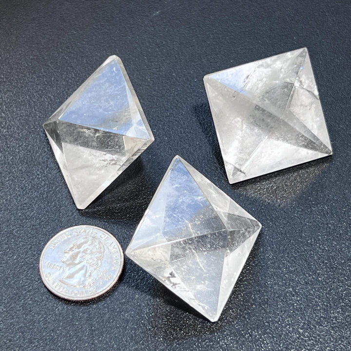 Quartz Octahedron Crystals Faceted Gemstone Carving