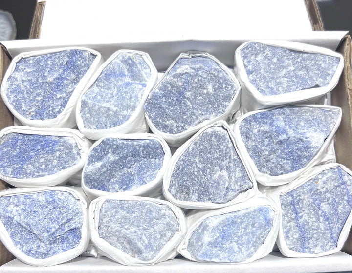 Blue Quartz Rough Raw Crystal Stones Assorted Box Flat Wholesale