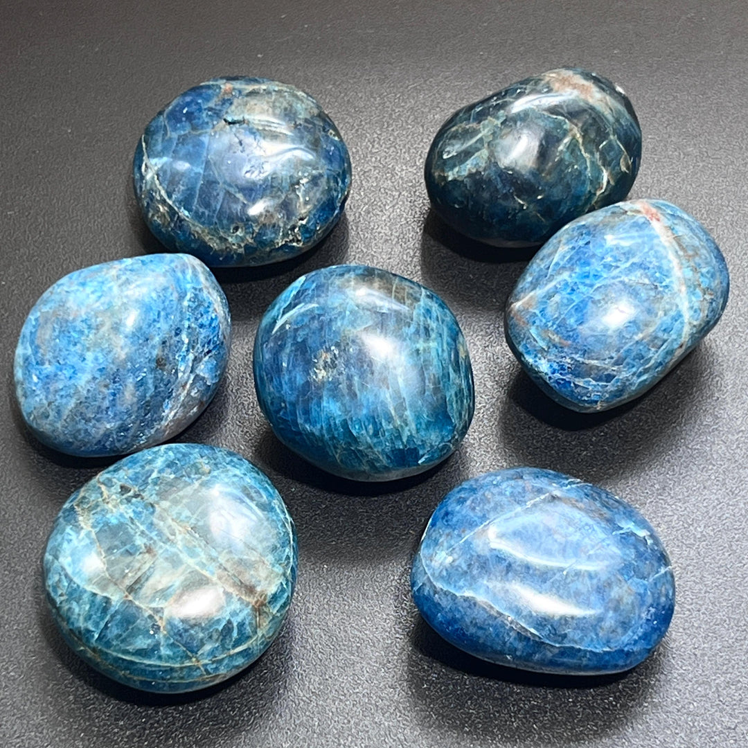 Blue Apatite Large Freeform Palm Stones (2.5-3 Inches) Polished Carving Gemstones