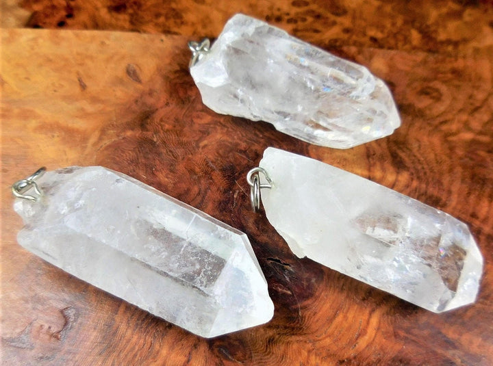 Raw Quartz Crystal Pendant Large Rough Clear Point Necklace