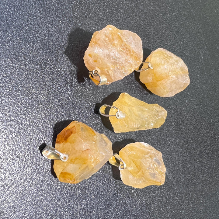 Raw Golden Healer Quartz Crystal Small Petite Pendant (Silver Plated Bail) Rough Jewelry Supply Necklace Charm