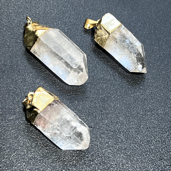 Raw Quartz Crystal Point Pendant (Gold Plated) Wholesale