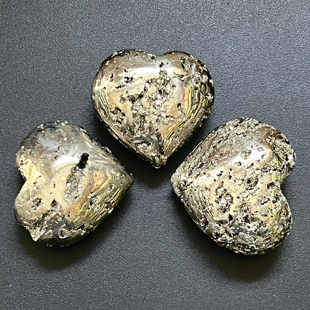 Large Iron Pyrite Druzy Crystal Puffy Heart Polished Carving Wholesale Fools Gold