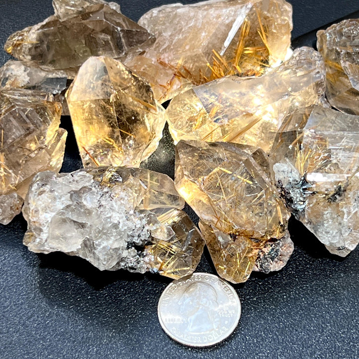 Extra Quality Gold Rutilated Clear Smoky Quartz Crystal (By The Piece Or Gram) Rough Raw