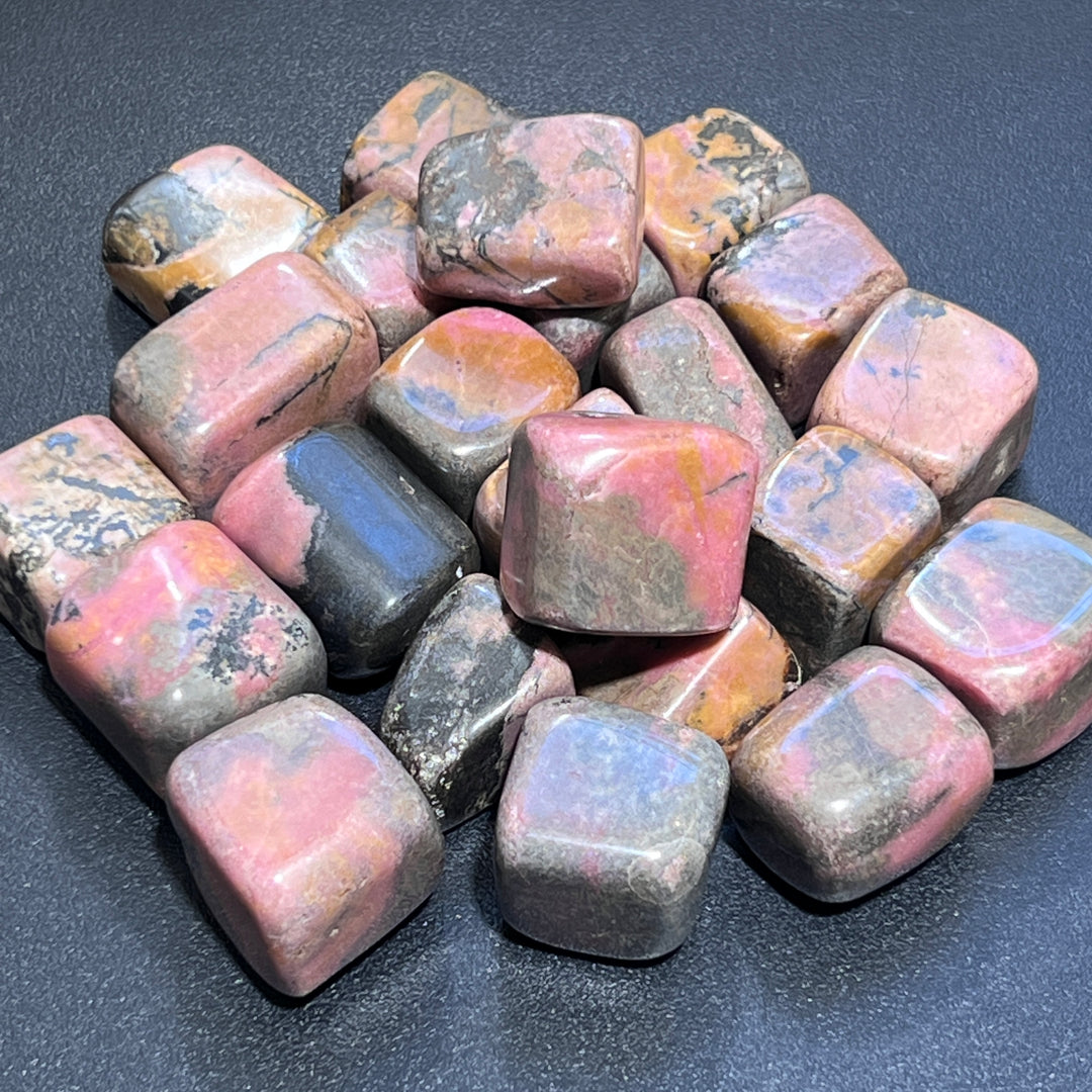 Pink Rhodonite B-Grade Tumbled (1/2 lb)(8 oz) Bulk Wholesale Lot Half Pound Polished Gemstones