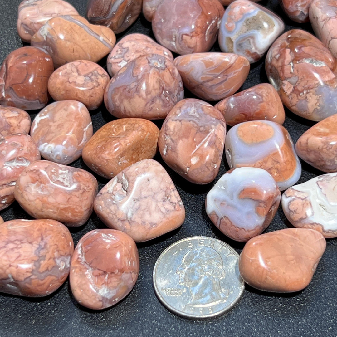 Pink Peach Petal Agate Tumbled Stones (By The Piece Or Pound) Wholesale