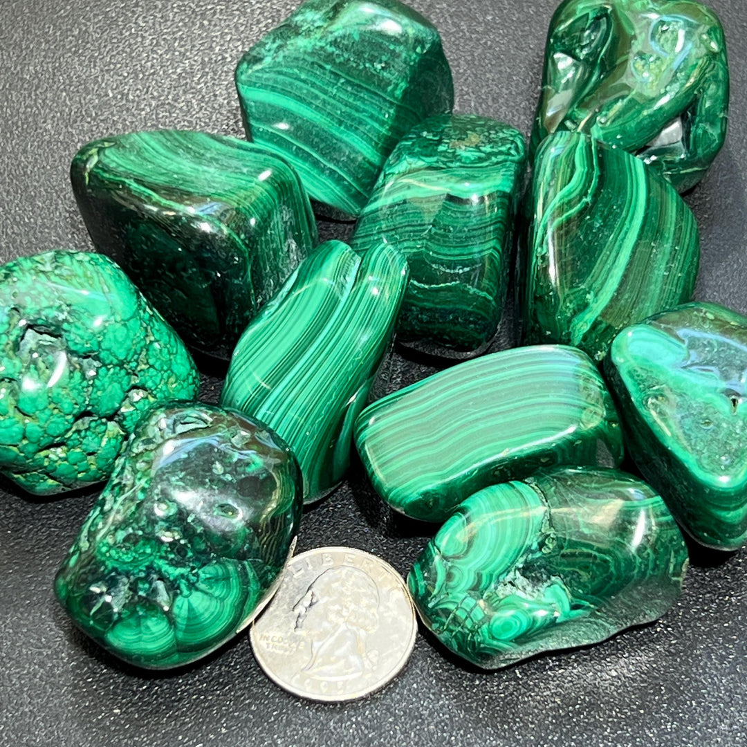 Large Extra Quality Premium Malachite Tumbled Stones (By The Piece or Pound)