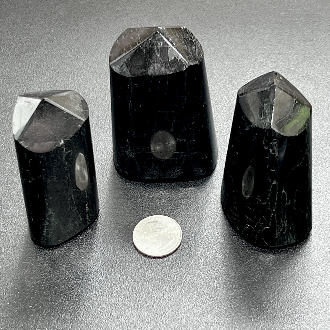 Black Tourmaline Point Tower Carving Gemstone Statue Home Decor Supply