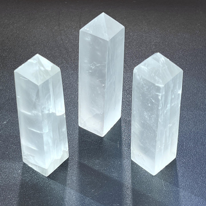 Clear Selenite Crystal Standing Tower Obelisk Carving Gemstone Home Decor Supply