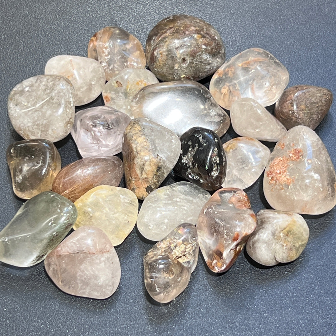 Included Quartz Mix (Lodolite) Large Tumbled (1 LB) One Pound Bulk Wholesale Lot Polished Gemstones