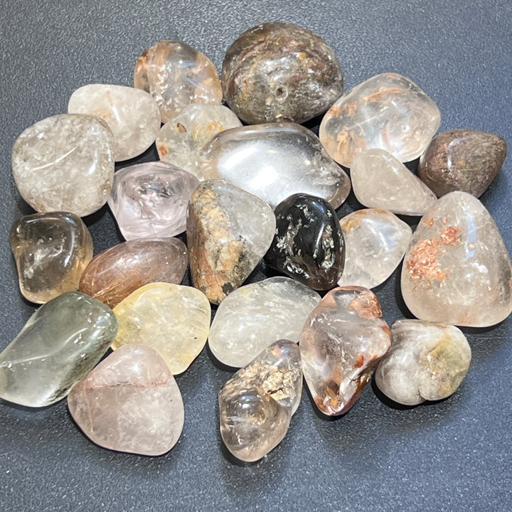 Included Quartz Mix (Lodolite) Large Tumbled (1 LB) One Pound Bulk Wholesale Lot Polished Gemstones