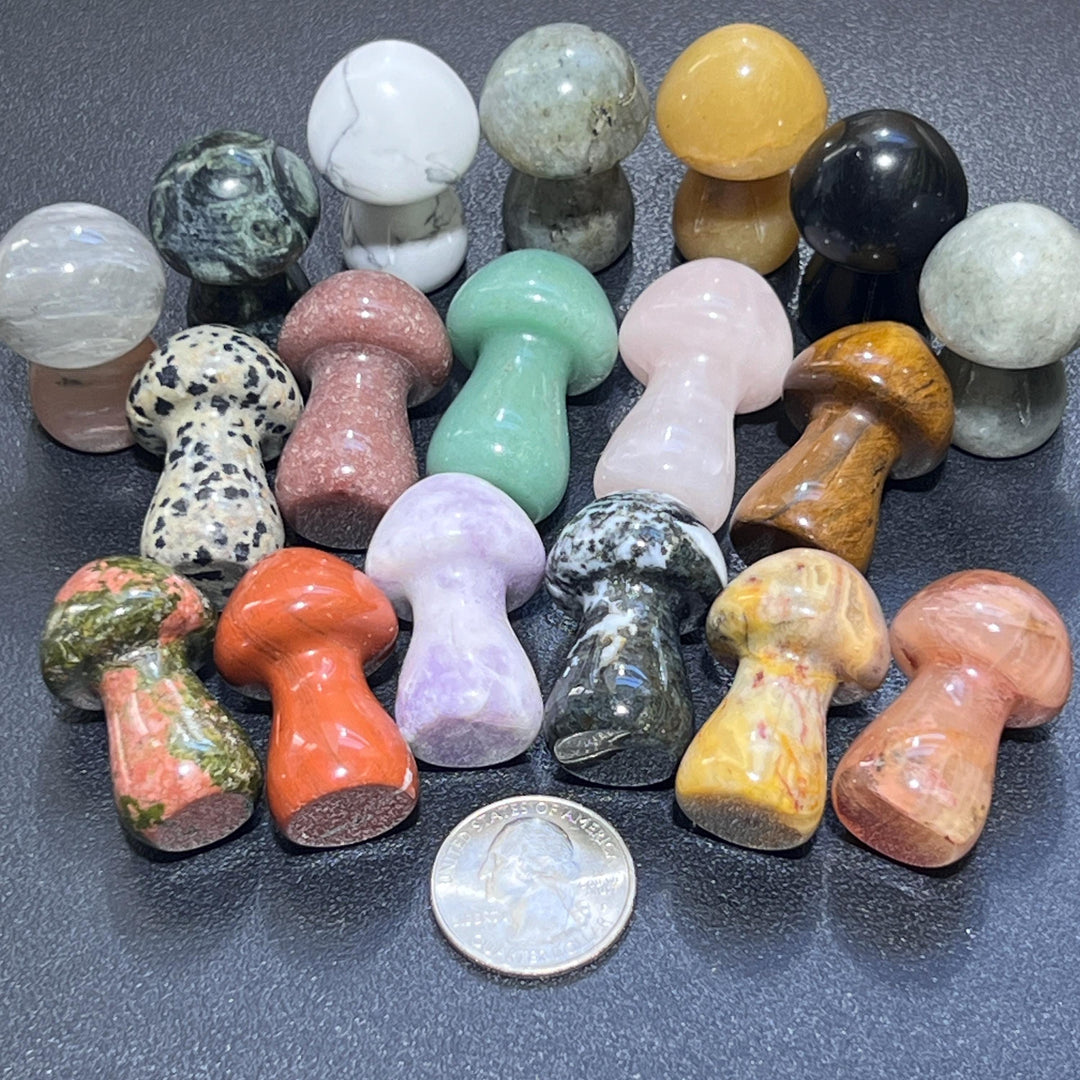 Mixed Crystal Mushrooms Gemstone Carving Decor Bulk Wholesale