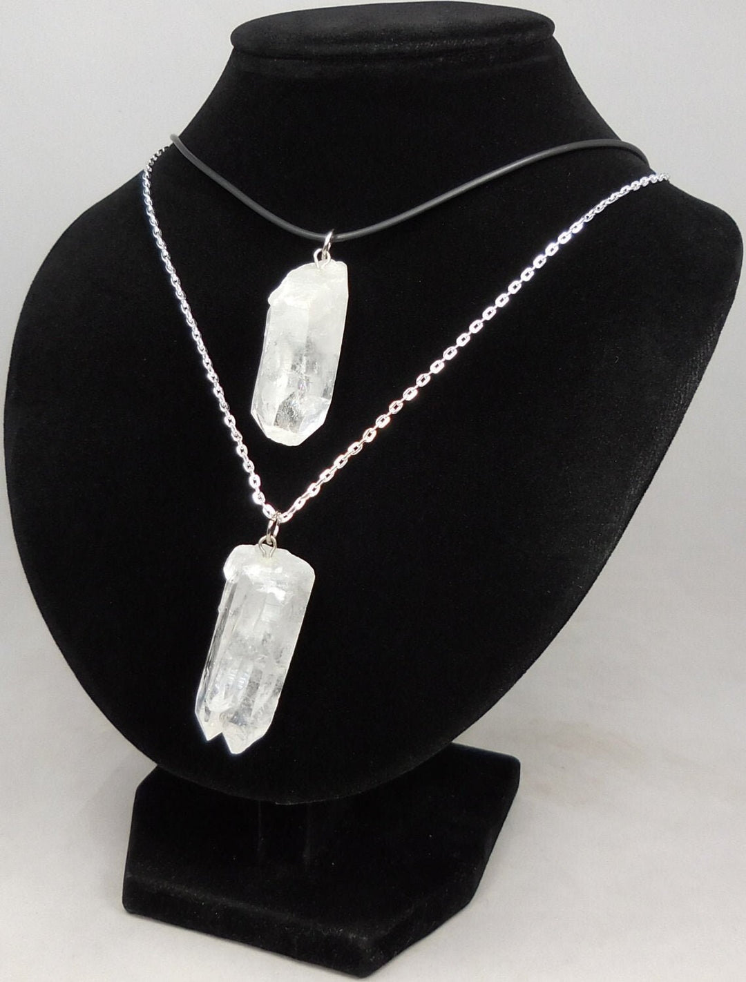 Raw Quartz Crystal Pendant Large Rough Clear Point Necklace