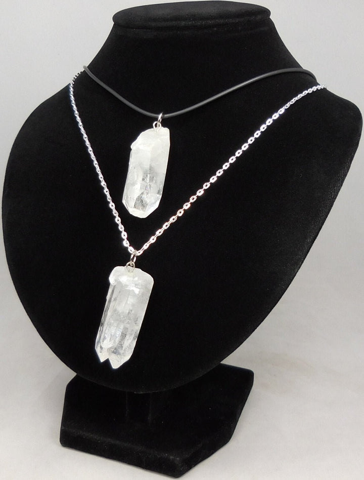 Raw Quartz Crystal Pendant Large Rough Clear Point Necklace