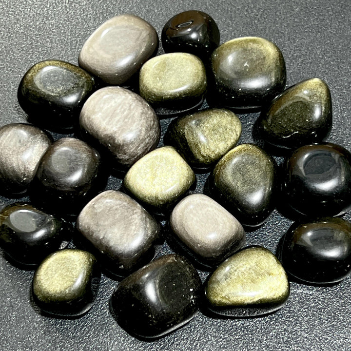 Mixed Gold And Silver Sheen Obsidian Tumbled Stones (By The Piece Or Pound)