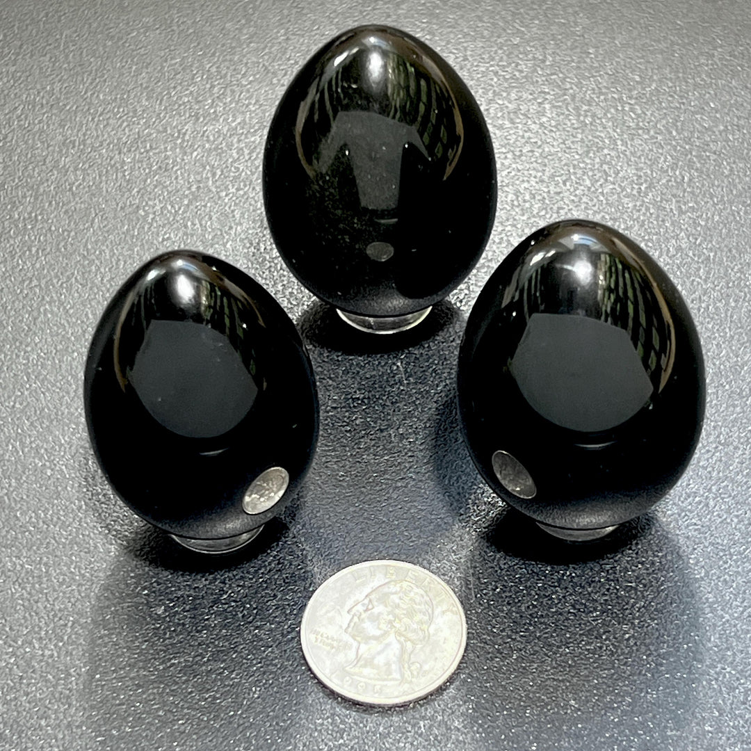 Black Obsidian Egg Carving Gemstone Crystal Decor Supply