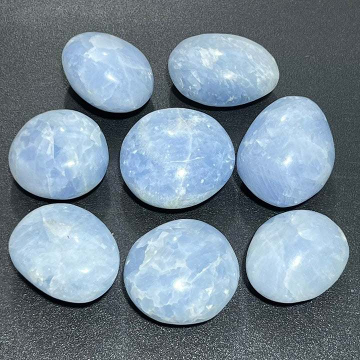 Blue Calcite Large Freeform Palm Stones (2-3 Inches) Polished Carving Gemstones