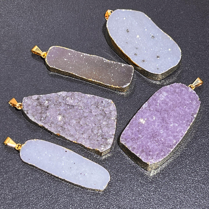 Large Druzy Crystal Statement Pendants (Gold Plated) Wholesale