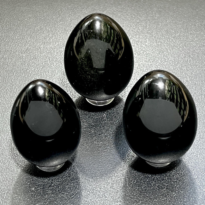 Black Obsidian Egg Carving Gemstone Crystal Decor Supply