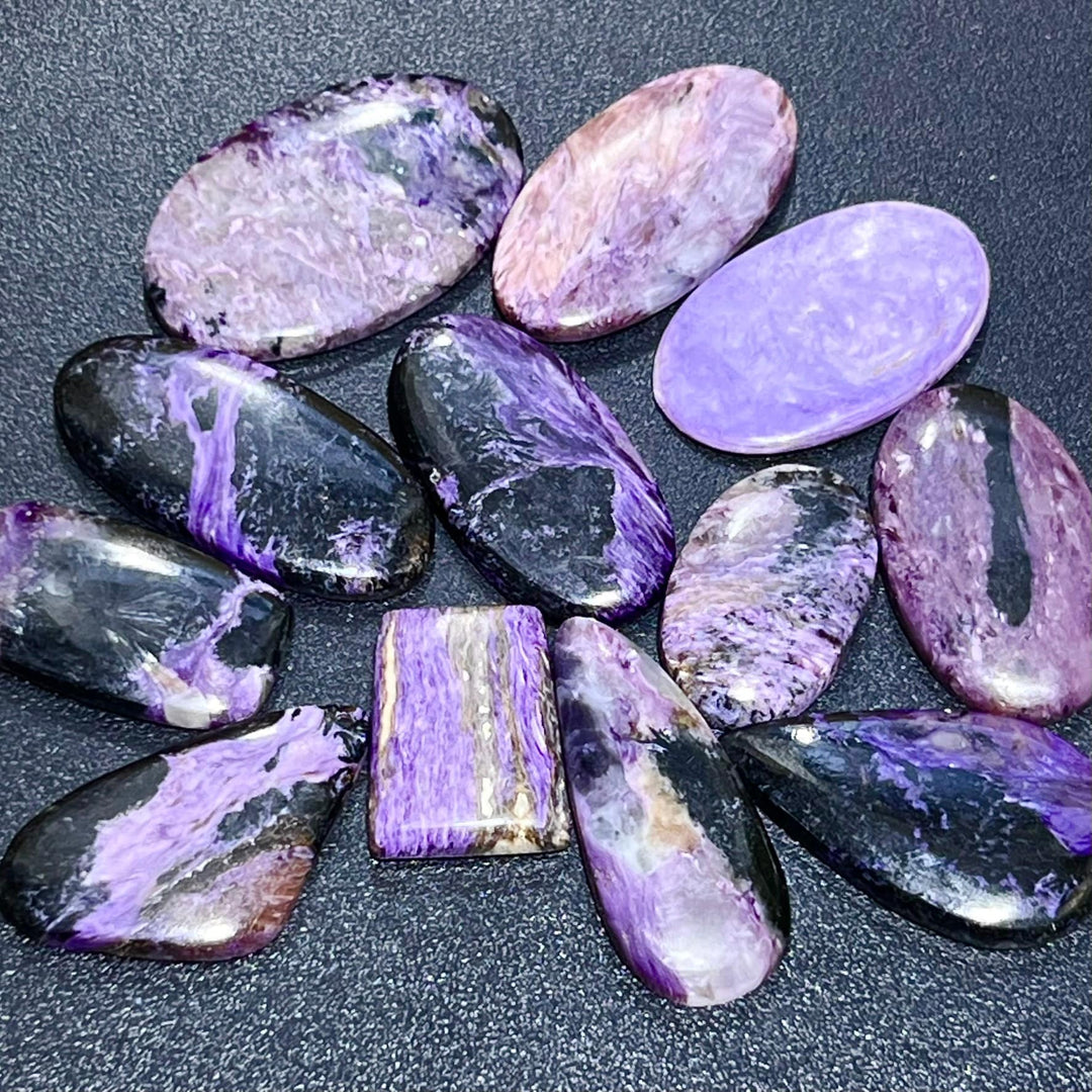 Charoite Cabochon Lot 100 Grams ( 8 to 12 Pcs ) Bulk Wholesale Polished Natural Gemstones Healing Crystals And Stones