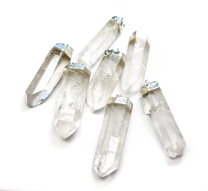 Quartz Crystal Point Pendant Large (1.5-2.0 Inches)(Silver Plated) Jewelry Necklace Supply