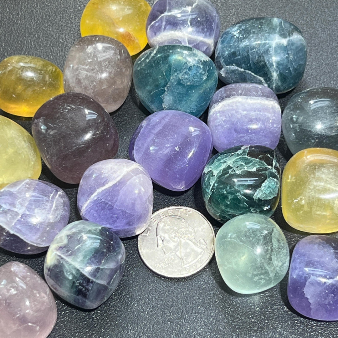 Fluorite Crystal Multi-Colored Tumbled Stones (By The Piece or Pound) Wholesale