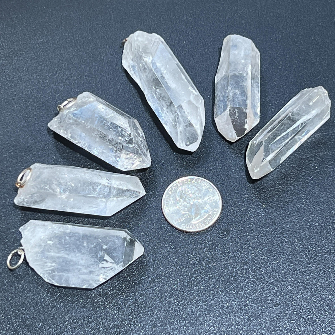 Raw Quartz Crystal Pendant Large Rough Clear Point Necklace