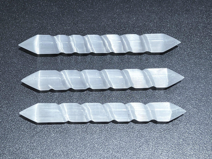 Selenite Crystal Spiral Wand Double Terminated Point Carving Wholesale