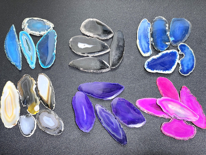 Small Agate Slices (By The Piece)(1-1.5 Inches)(Size #000) Wholesale Pink Black Blue Teal Pink Purple Red Mixed Colors