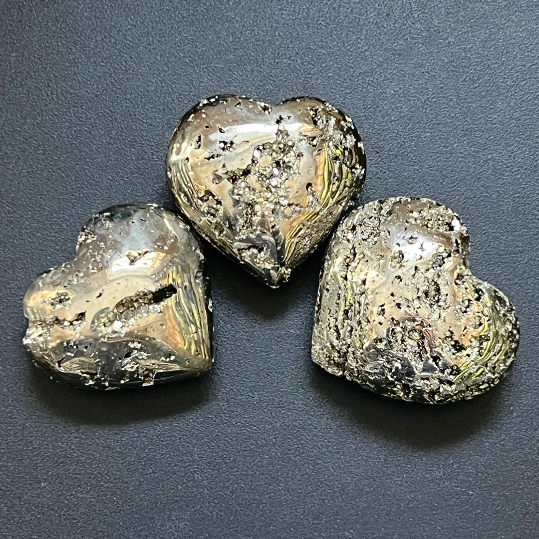 Large Iron Pyrite Druzy Crystal Puffy Heart Polished Carving Wholesale Fools Gold