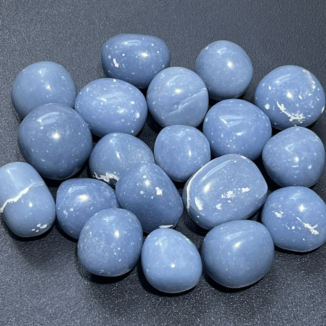 Angelite Angel Stone Tumbled (3 Pcs) Gemstone Polished Crystal Blue Gemstones