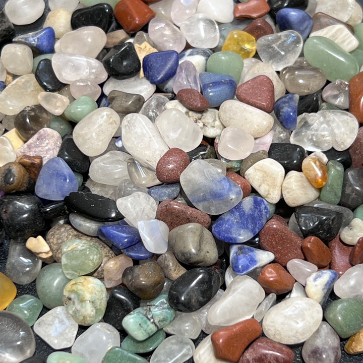 Tumbled Stone Mix Small Crystal Confetti Style Chips (10-15mm)(1/2 lb)(8 oz) Half Pound Bulk Wholesale Lot Raw Gemstones