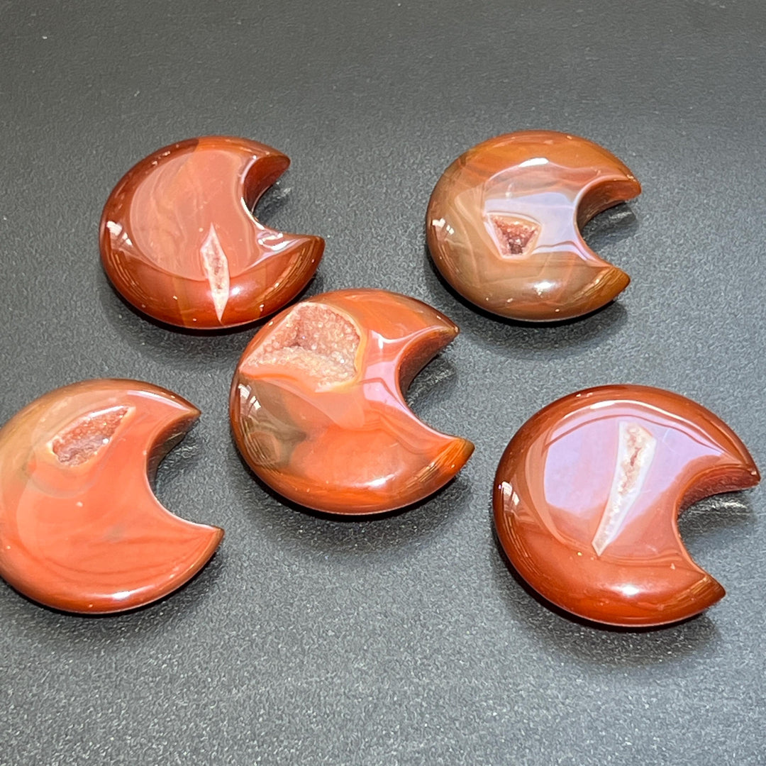 Red Sardonyx Crescent Moon Crystal Carving