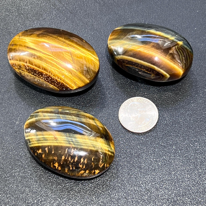 Tigers Eye Palm Stone Gemstone Home Decor Carving Supply