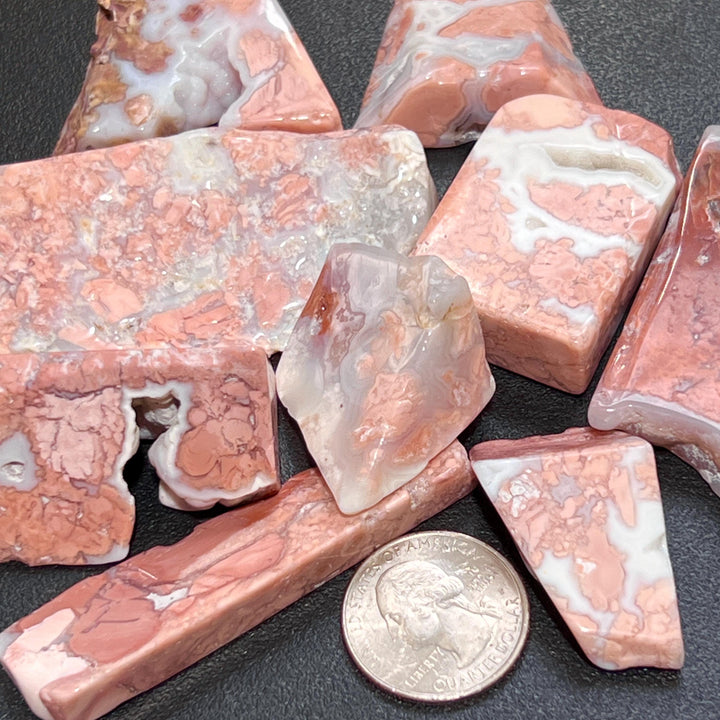 Pink Peach Petal Agate Polished Freeform Shapes (By The Piece Or Pound) Slices Bulk Carving Wholesale