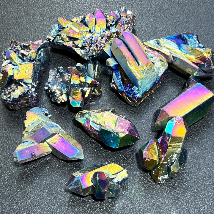 Titanium Aura Quartz Crystal Clusters And Rough Raw Points Wholesale