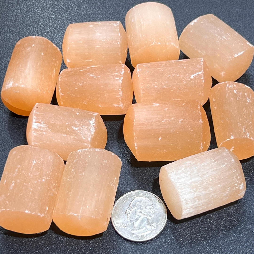 Orange Red Selenite Crystal Tumbled Stones (By The Piece Or Pound) Wholesale