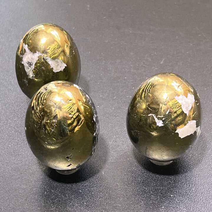 Chalcopyrite Golden Eggs Polished Gemstone Décor Carving Supply Gold