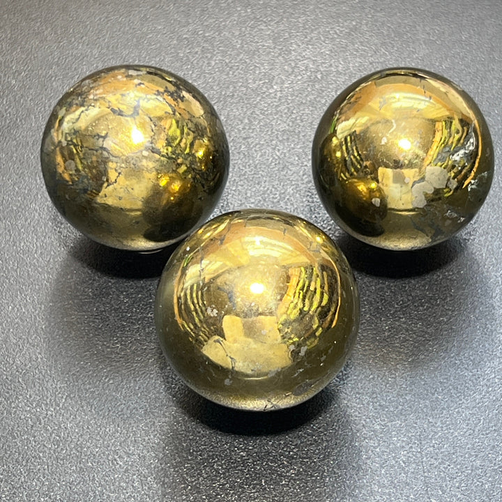 Golden Chalcopyrite Sphere Polished Crystal Orb Polished Shiny Gold Carving Gemstone Decor Supply