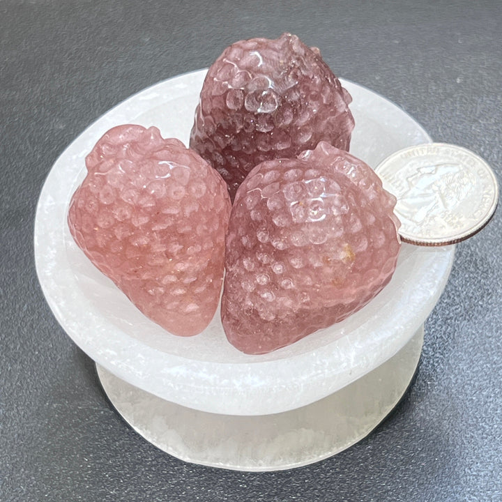 Strawberry Quartz Crystal Fruit Carving Gemstone Decor Supply