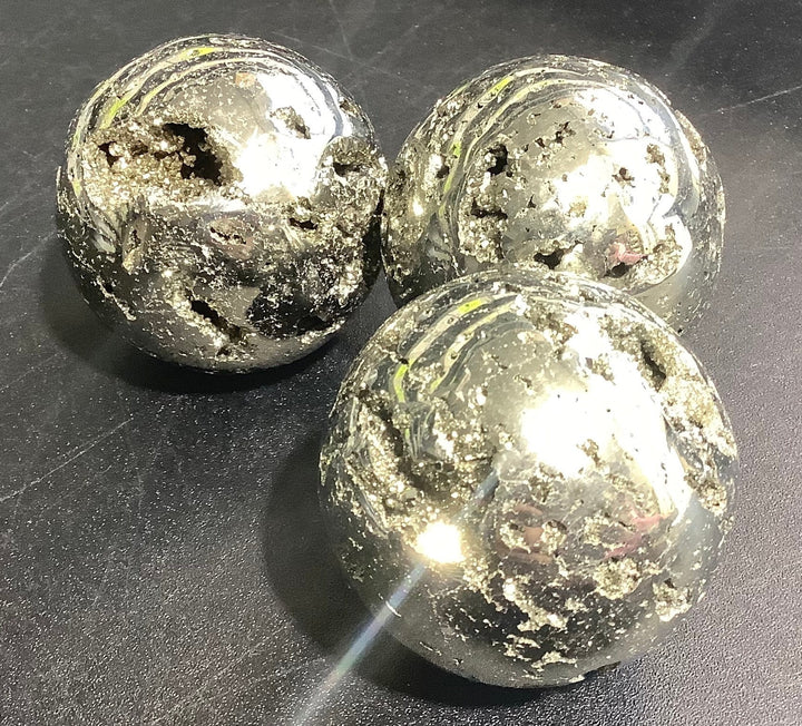 Golden Pyrite Crystal Druzy Sphere Fools Gold Polished Carving Wholesale