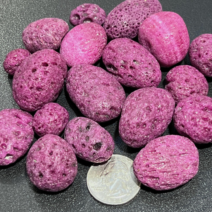 Honeycomb Red Ruby Tumbled Crystal Pieces (UV Reactive) Bulk Wholesale Lot Gemstones