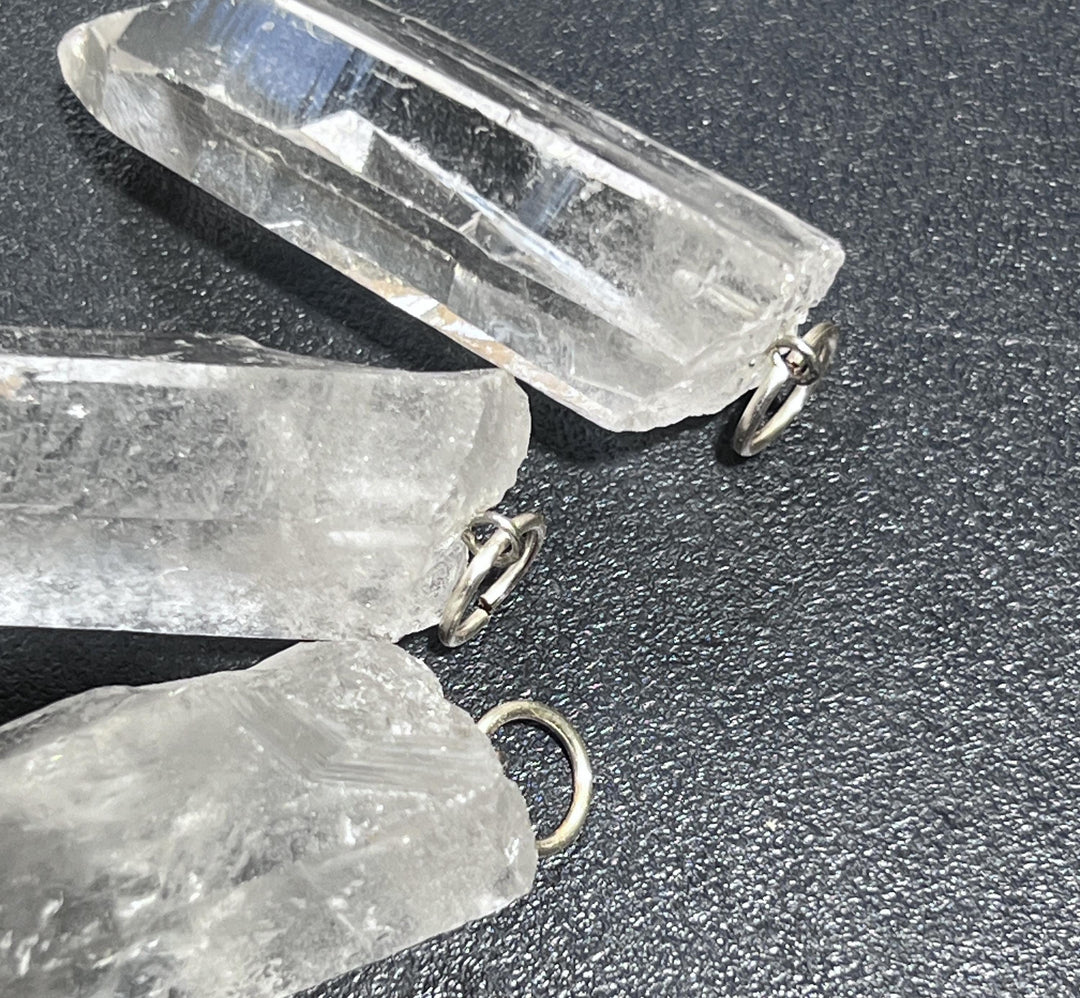 Raw Quartz Crystal Pendant Large Rough Clear Point Necklace