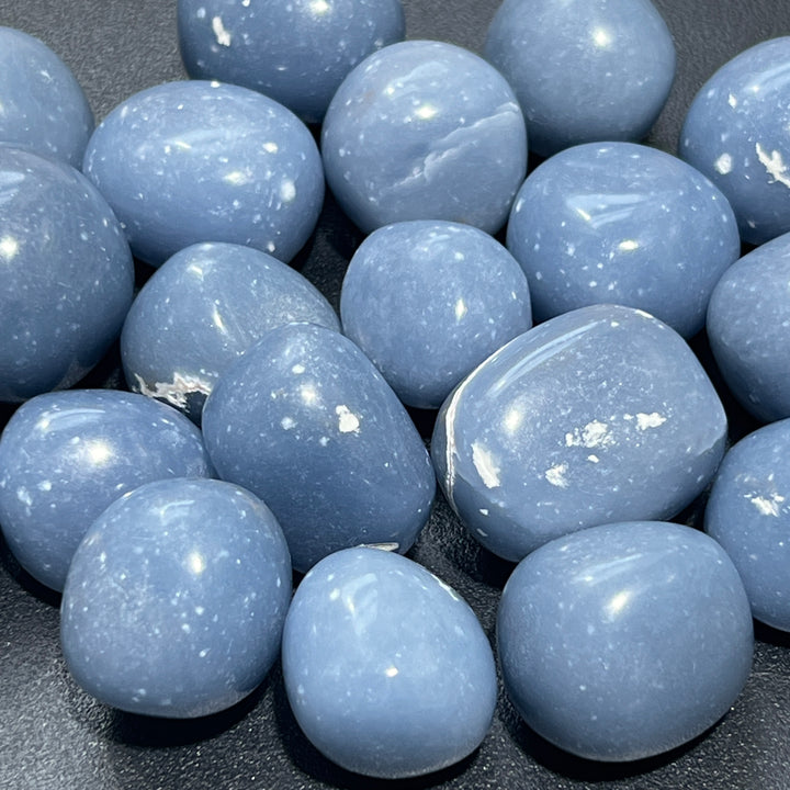 Angelite Angel Stone Tumbled (3 Pcs) Gemstone Polished Crystal Blue Gemstones
