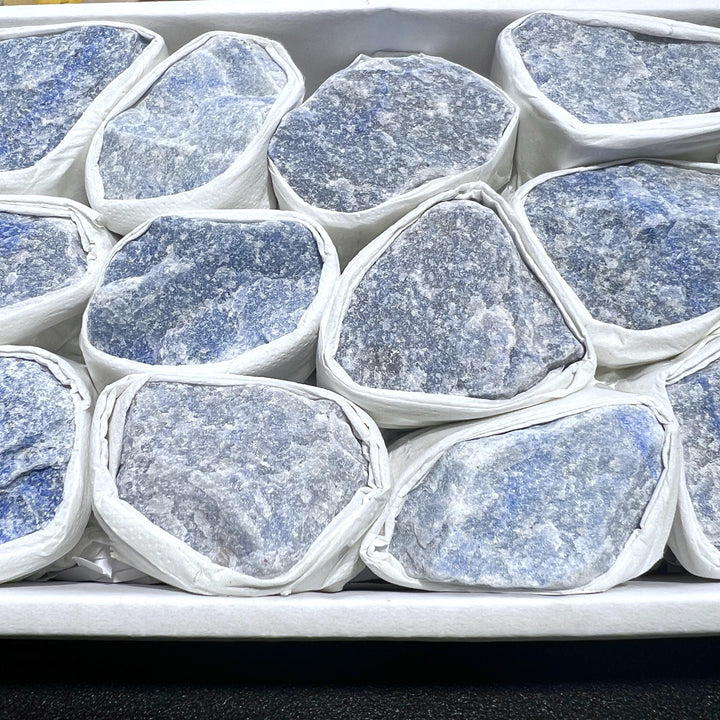 Blue Quartz Rough Raw Crystal Stones Assorted Box Flat Wholesale