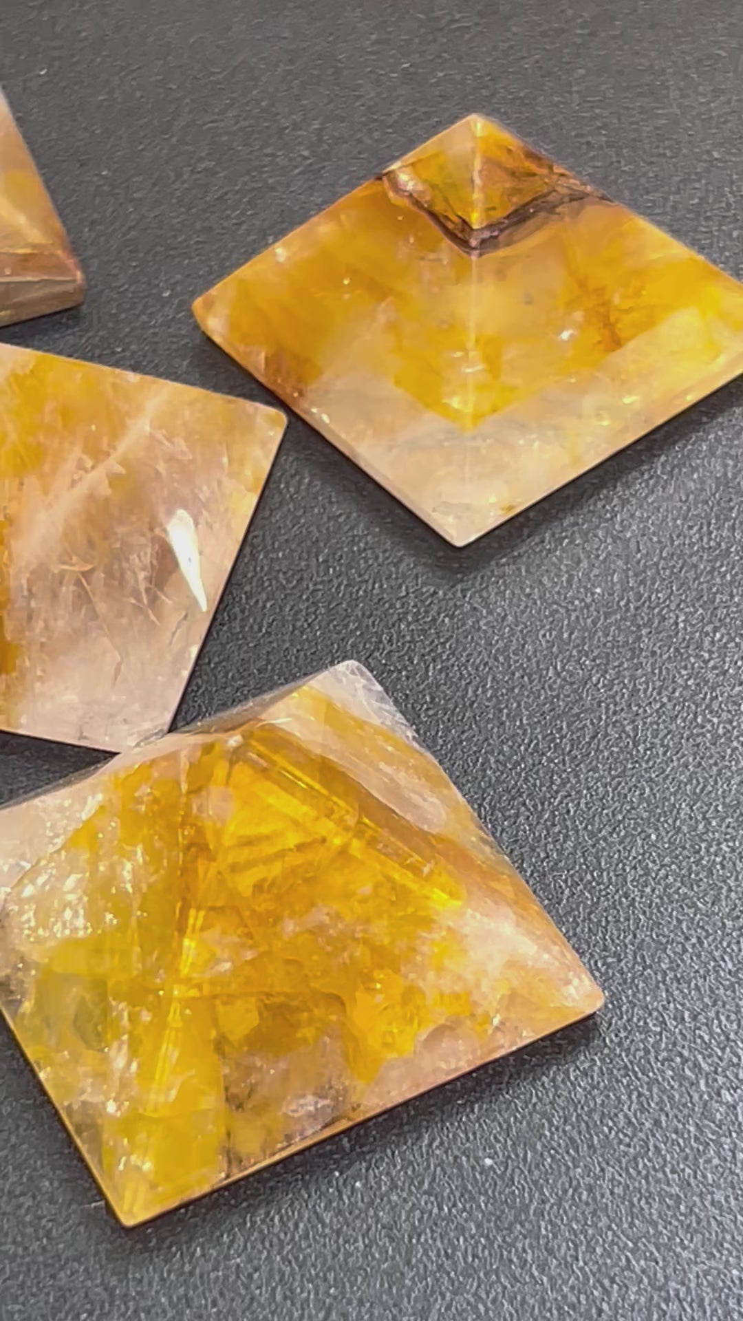 Golden Healer Quartz Crystal Pyramid Carving Polished Gemstone Decor Supply