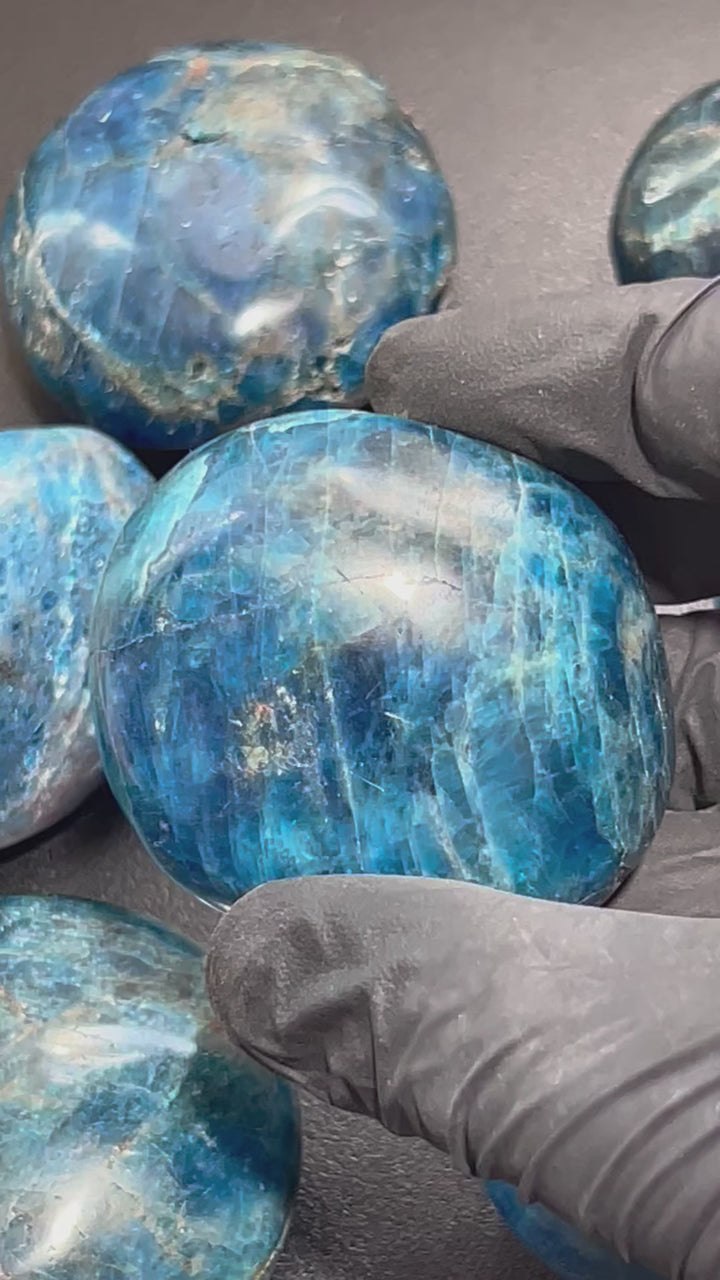 Blue Apatite Large Freeform Palm Stones (2.5-3 Inches) Polished Carving Gemstones