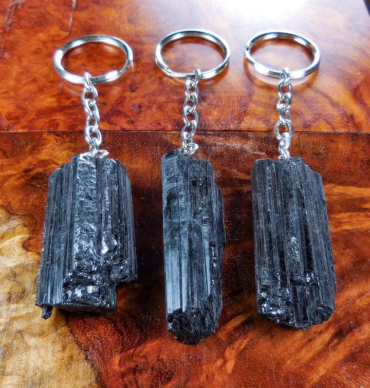 Tourmaline Keychain LR8 Black Crystal Key Ring